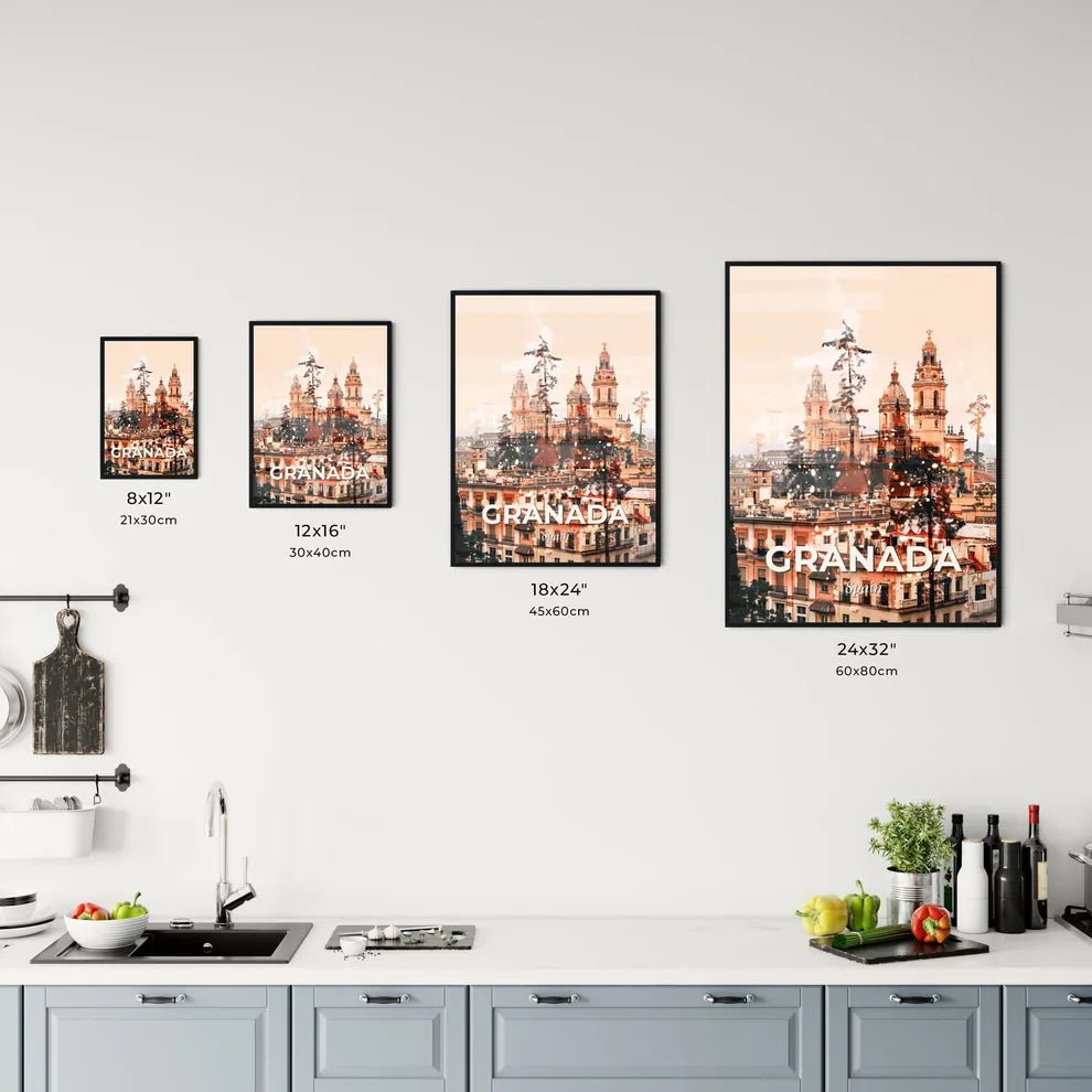 Granada Skyline Double Exposure City Icons Poster Art Office Art