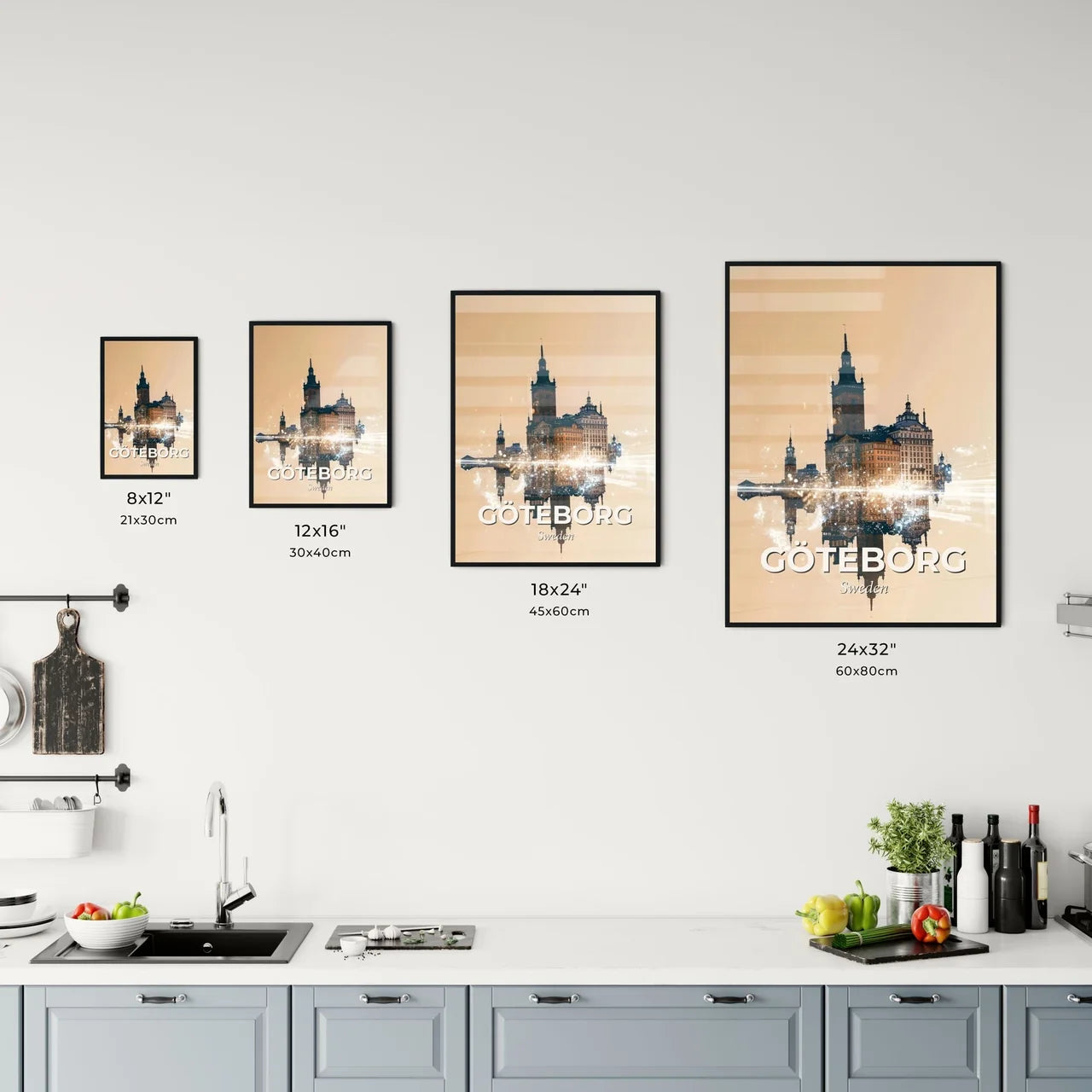 Gothenburg City Fusion Panorama Poster Design Office Art