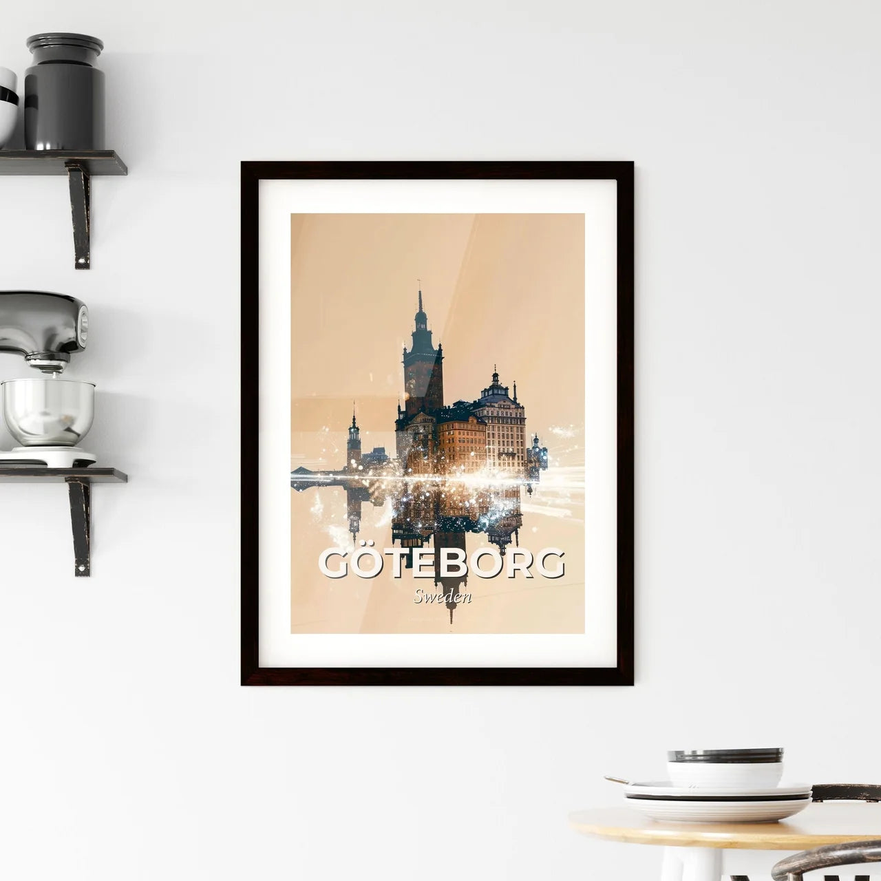 Gothenburg City Fusion Panorama Poster Design Framed Print