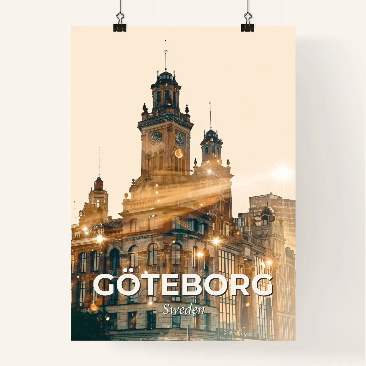 Gothenburg Cityscape Double Exposure Art Poster Poster