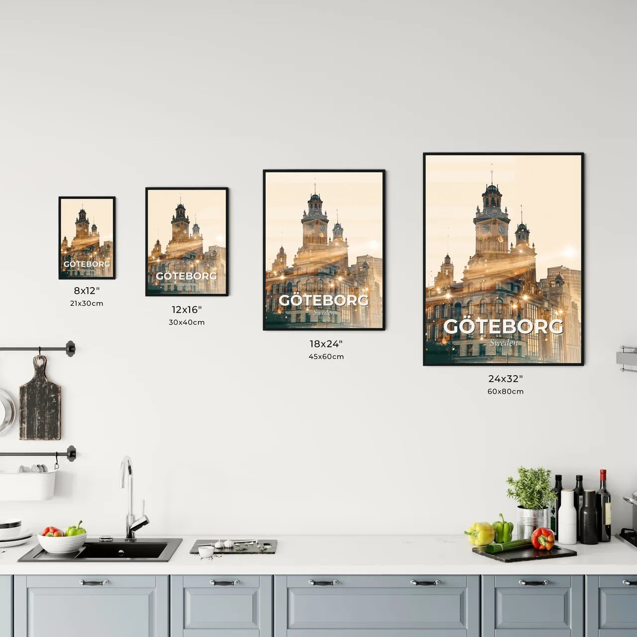 Gothenburg Cityscape Double Exposure Art Poster Office Art