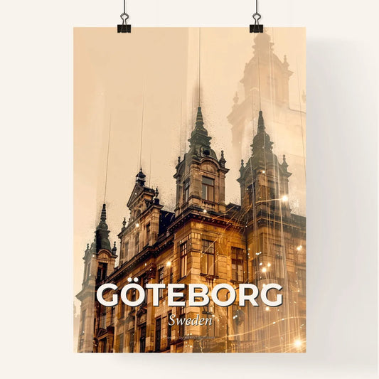 Gothenburg City Skyline Double Exposure Print Poster
