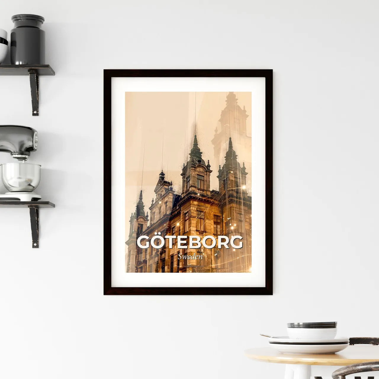 Gothenburg City Skyline Double Exposure Print Framed Print