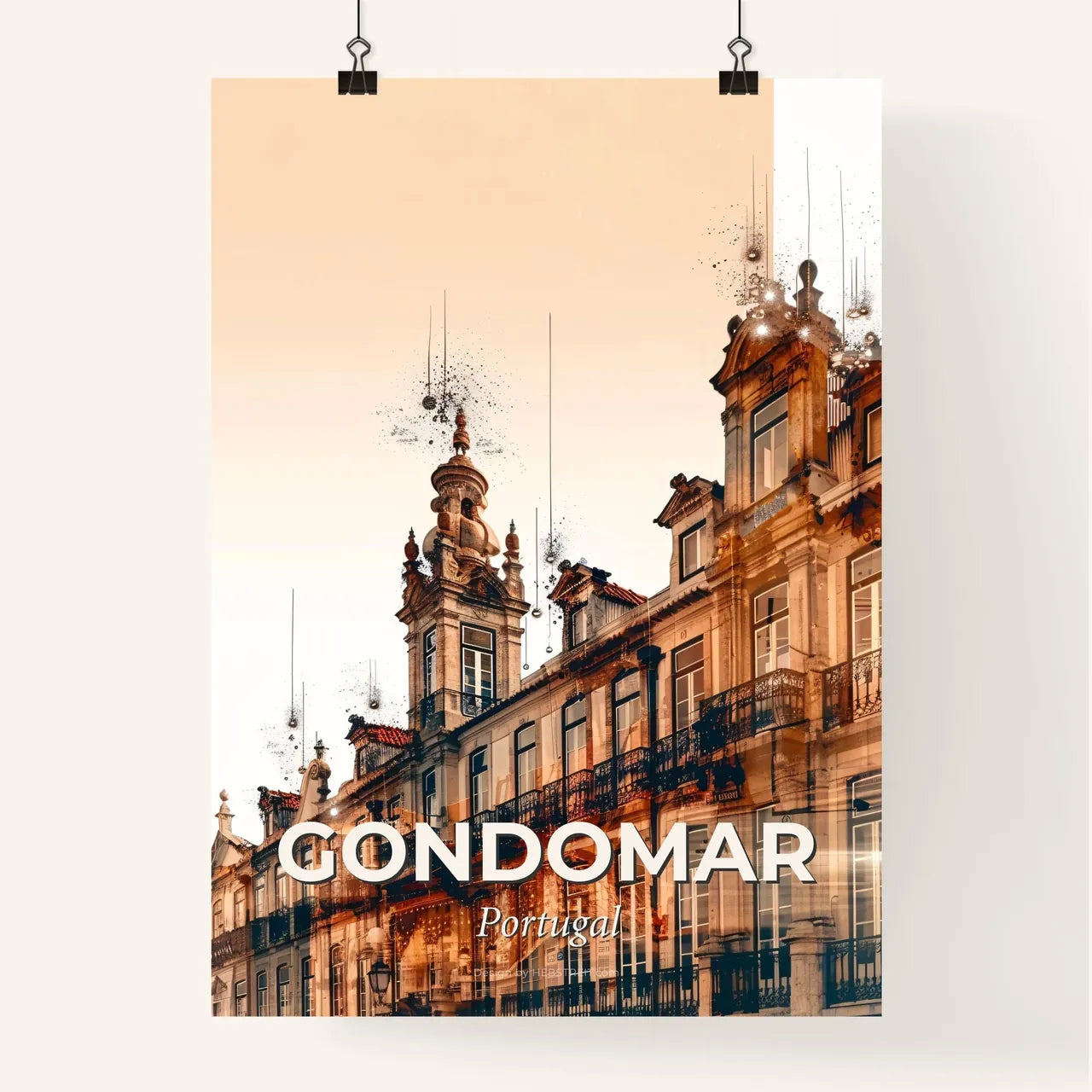 Gondomar Skyline Double Exposure Art Poster Poster