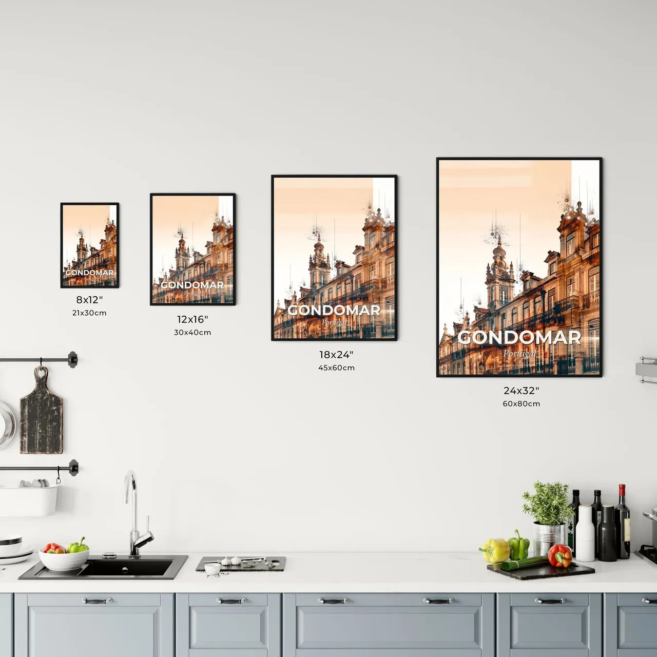 Gondomar Skyline Double Exposure Art Poster Office Art