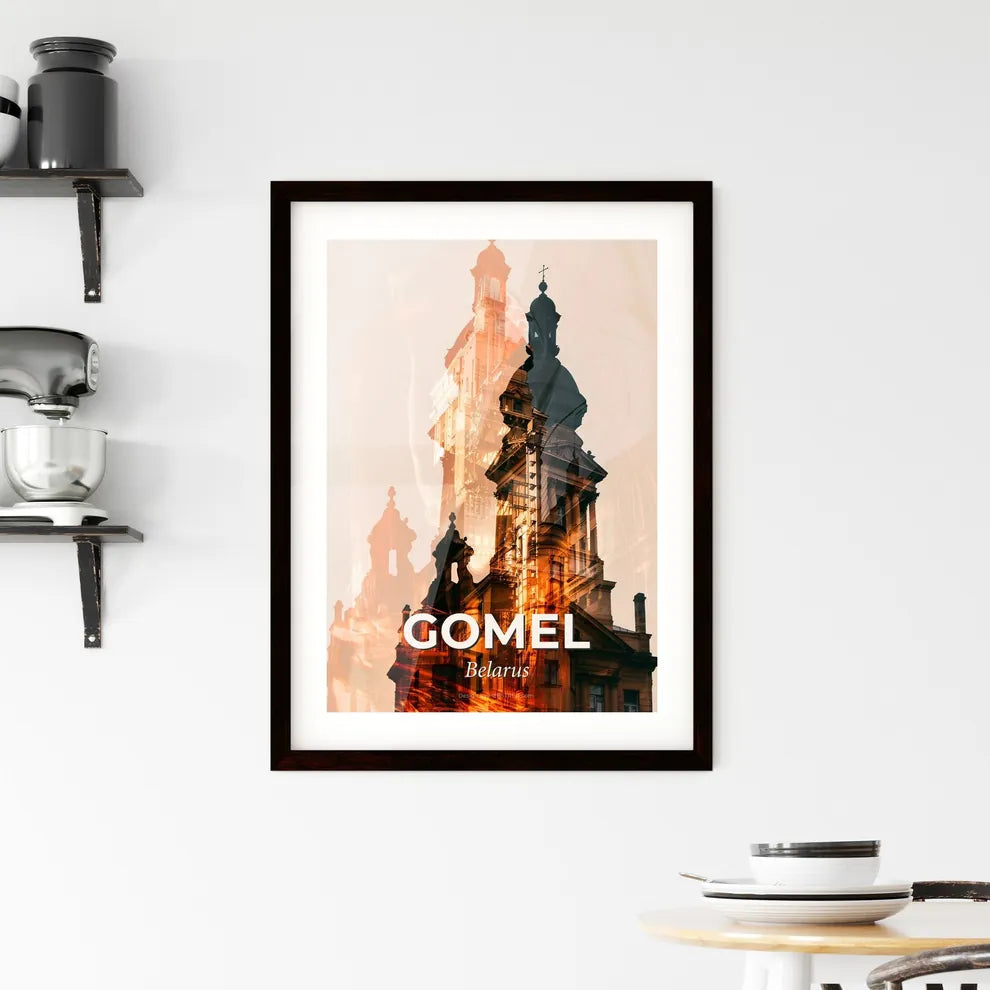 Gomel Cityscape with Blisters Bright Beige Poster Framed Print