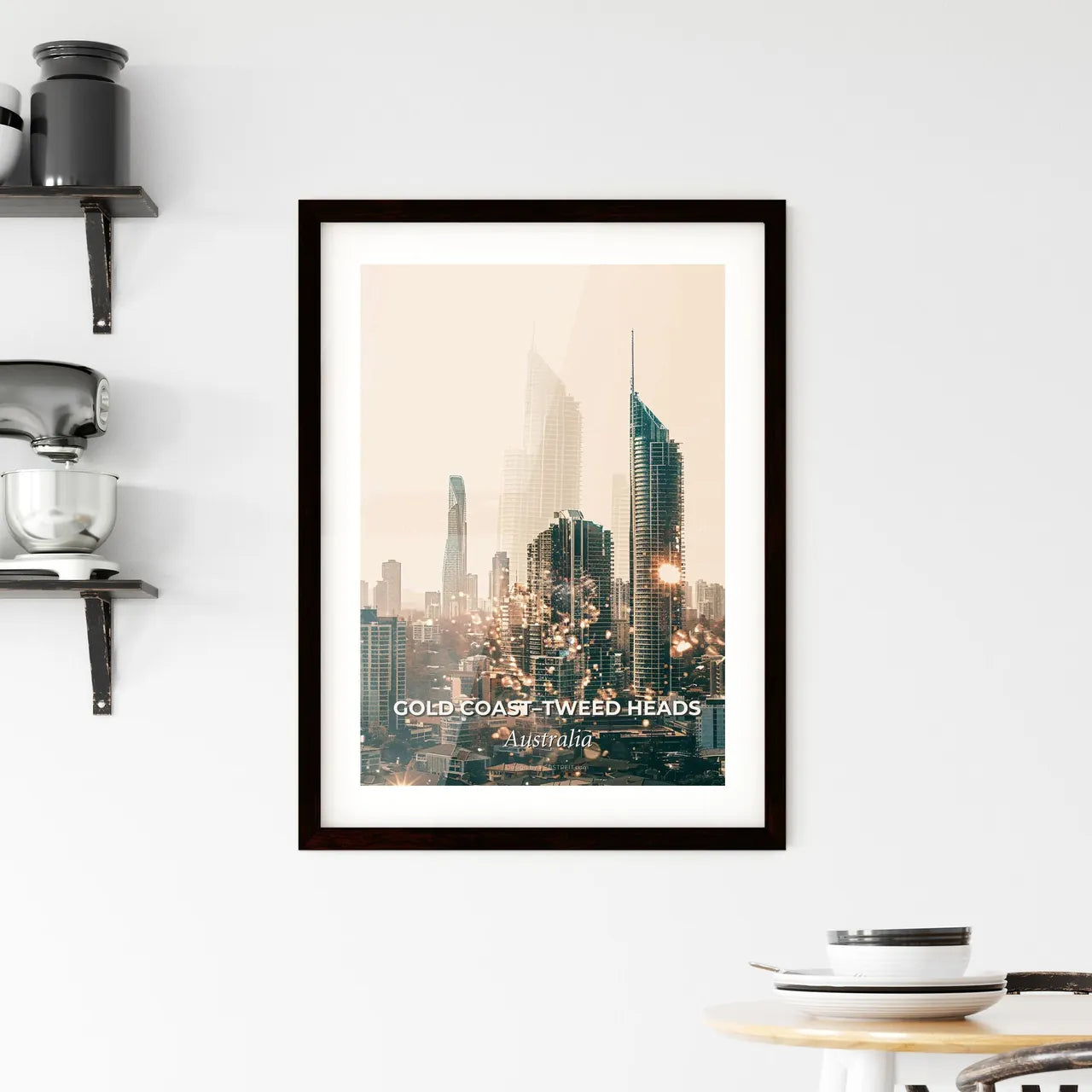 Gold Coast Skyline Composite Art Poster Framed Print