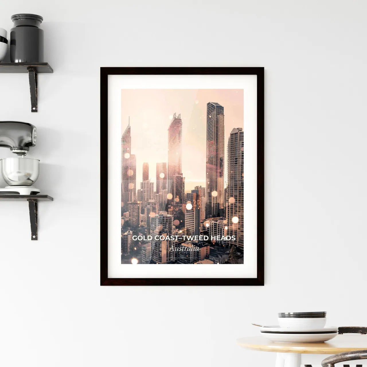 Gold Coastâ€“Tweed Heads Skyline Poster Art Framed Print