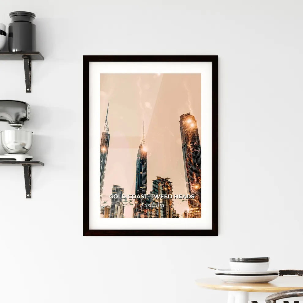 Gold Coast Skyline Architecture Art Poster Framed Print