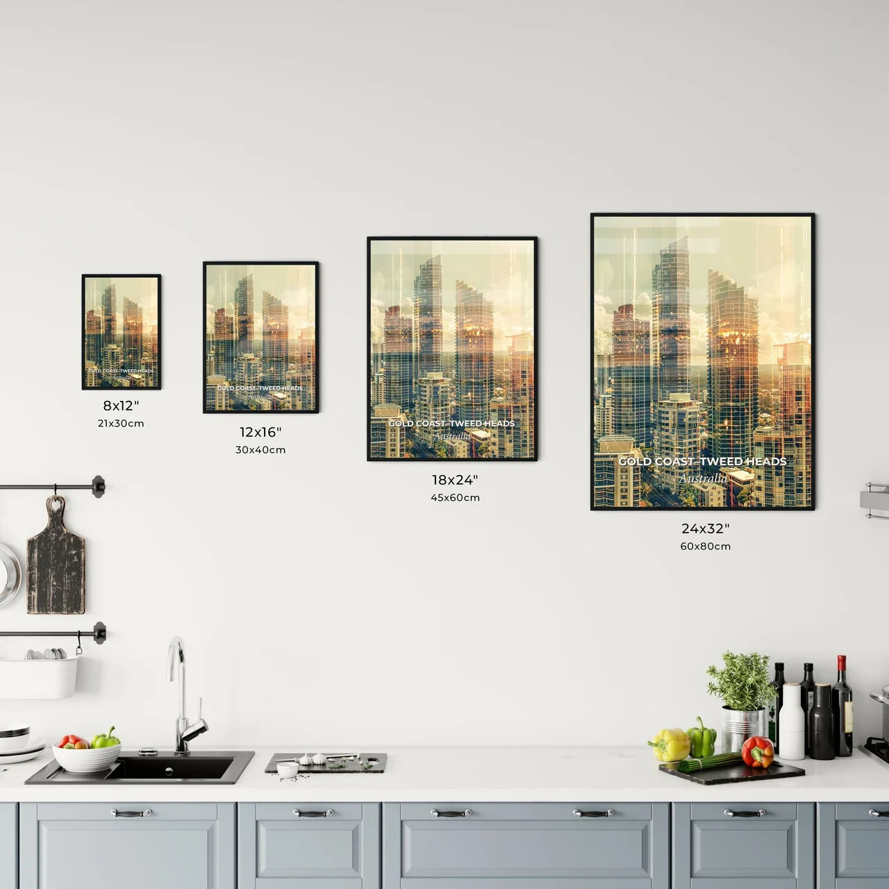 Gold Coast Skyline Double Exposure Poster Art Office Art