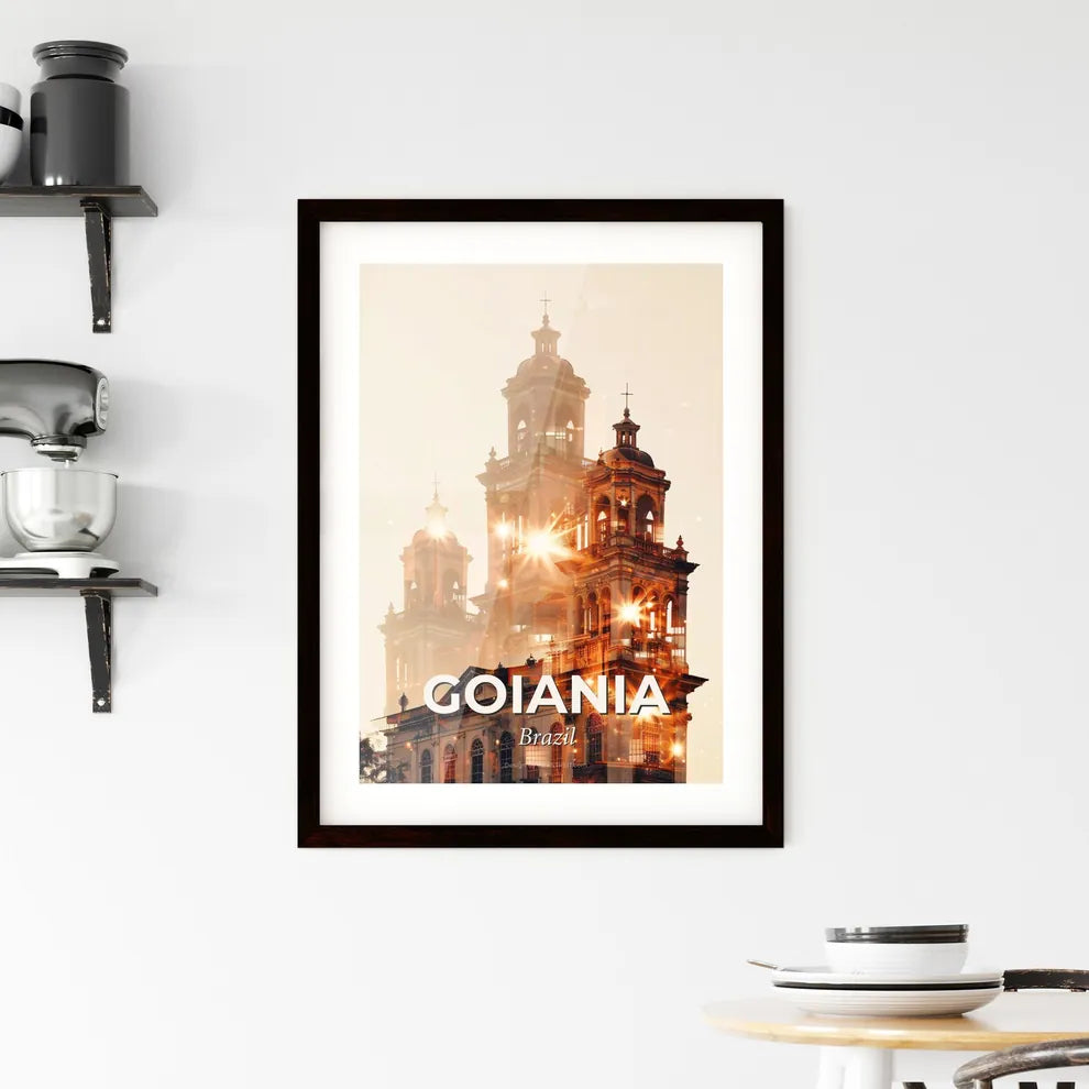 Goiania Skyline Double Exposure Composite Art Poster Framed Print