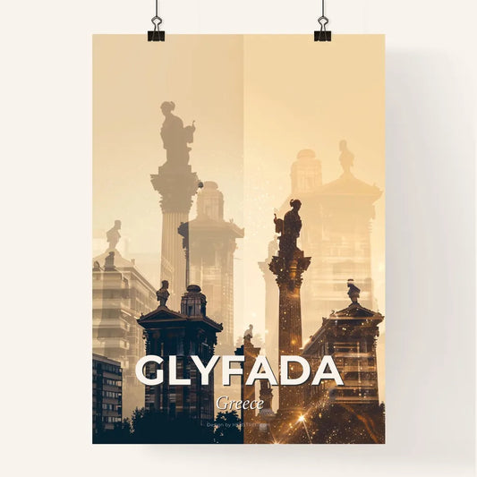 Glyfada Greece City Skyline Double Exposure Composite Art Poster
