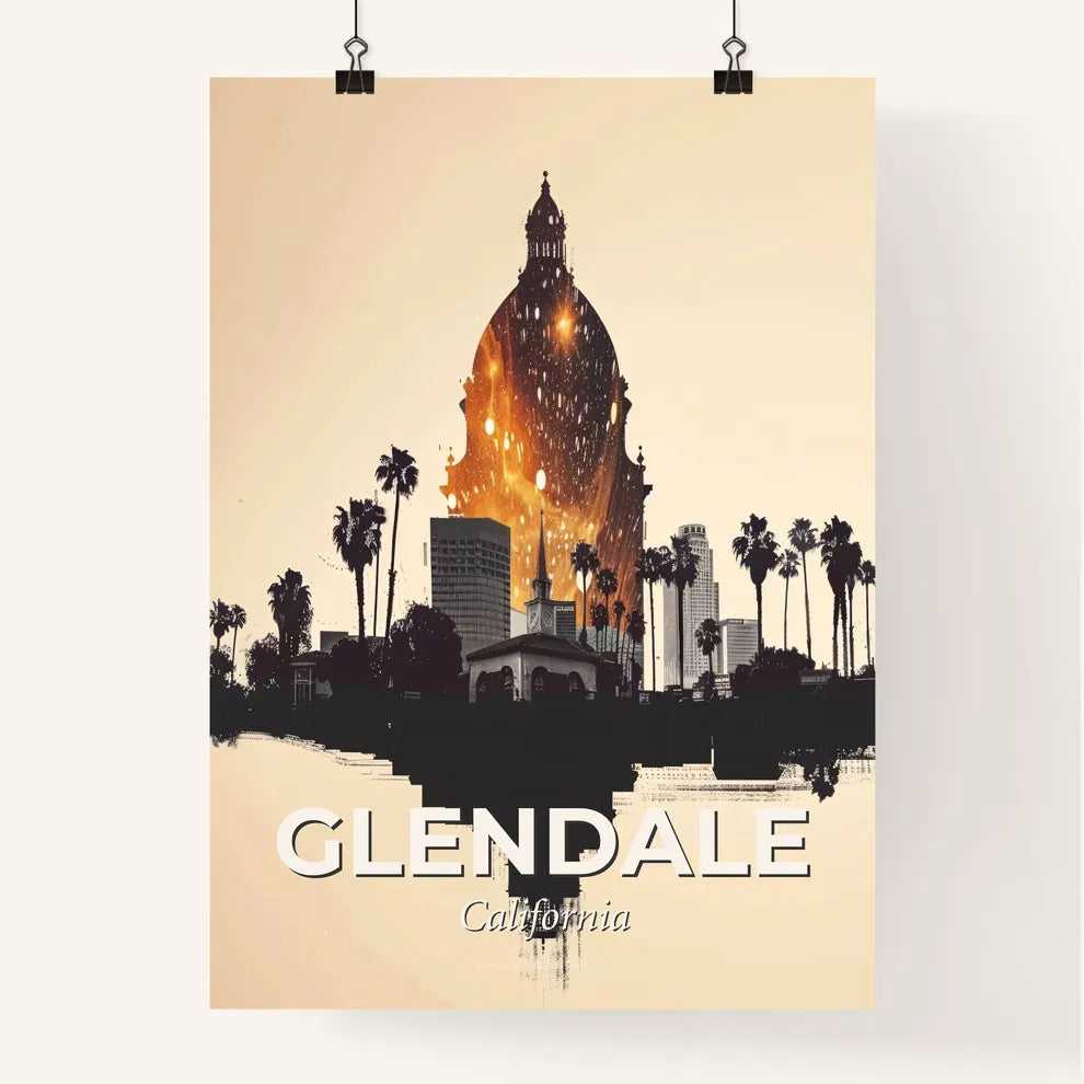 Glendale City Skyline Double Exposure Art Poster