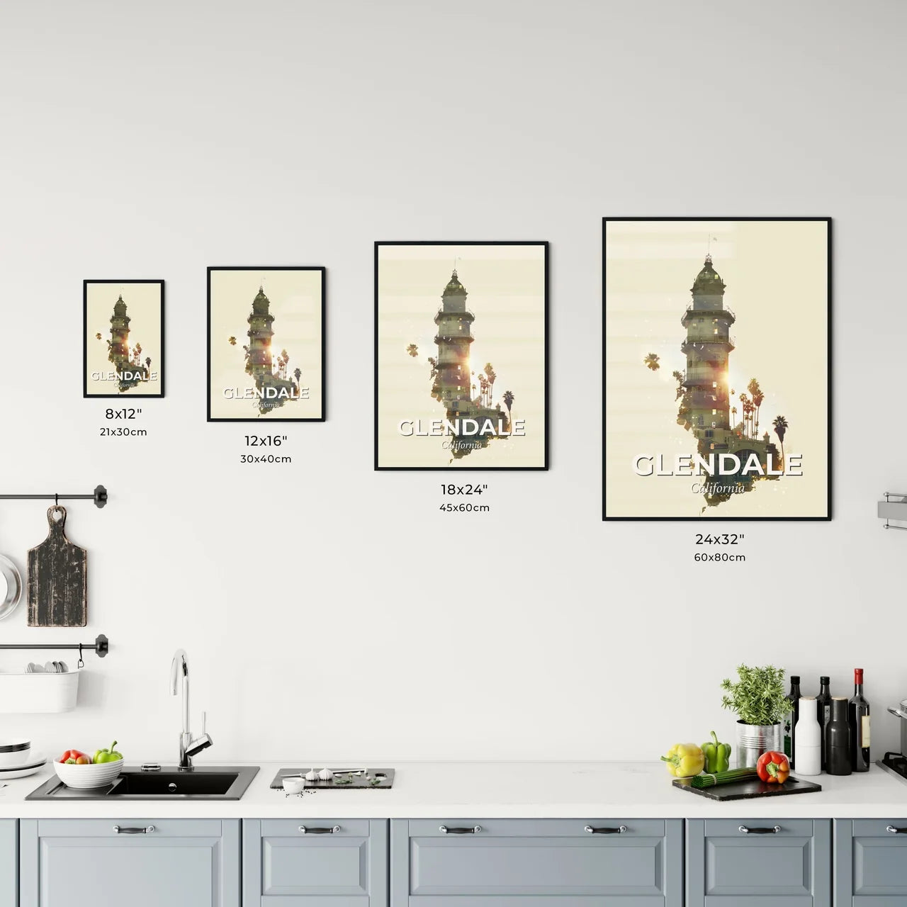 Glendale City Skyline Double Exposure Poster Art Office Art