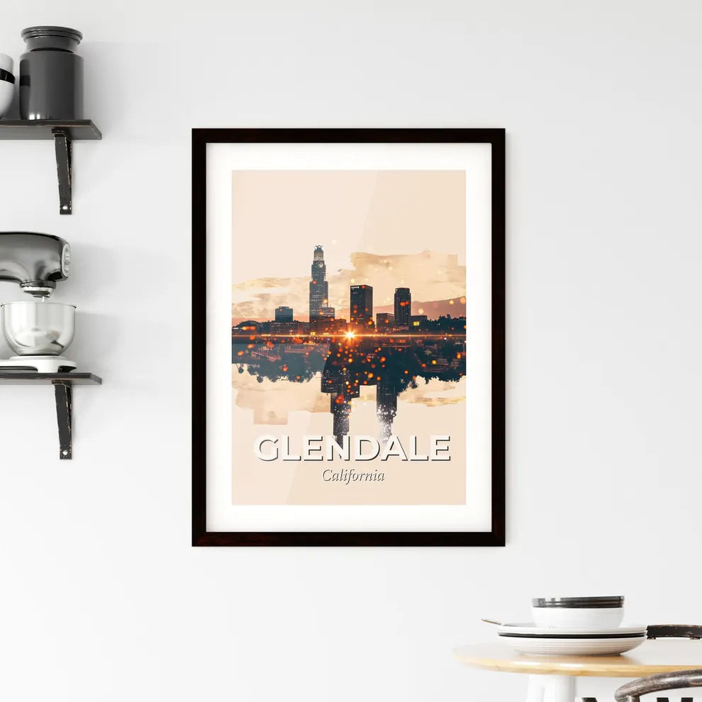 Glendale City Skyline Composite Art Framed Print