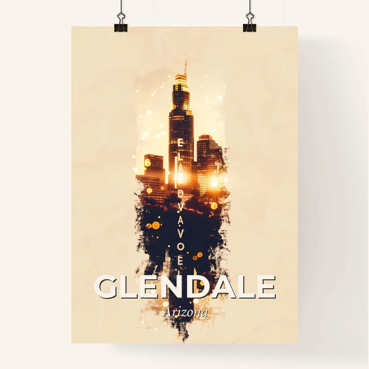 Glendale Lightscapes: Beige Architecture Art Poster