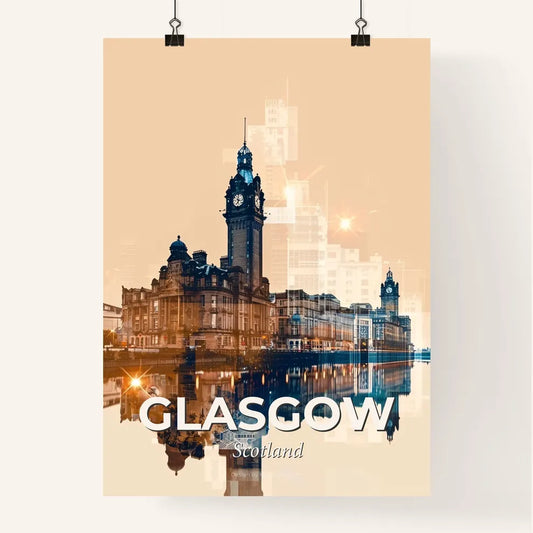 Glasgow Skyline Double Exposure Poster Art Poster