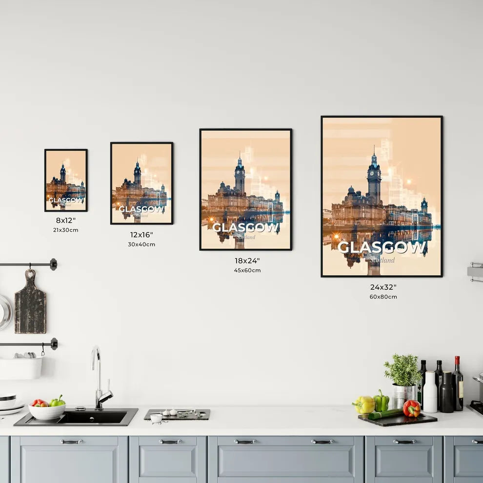 Glasgow Skyline Double Exposure Poster Art Office Art