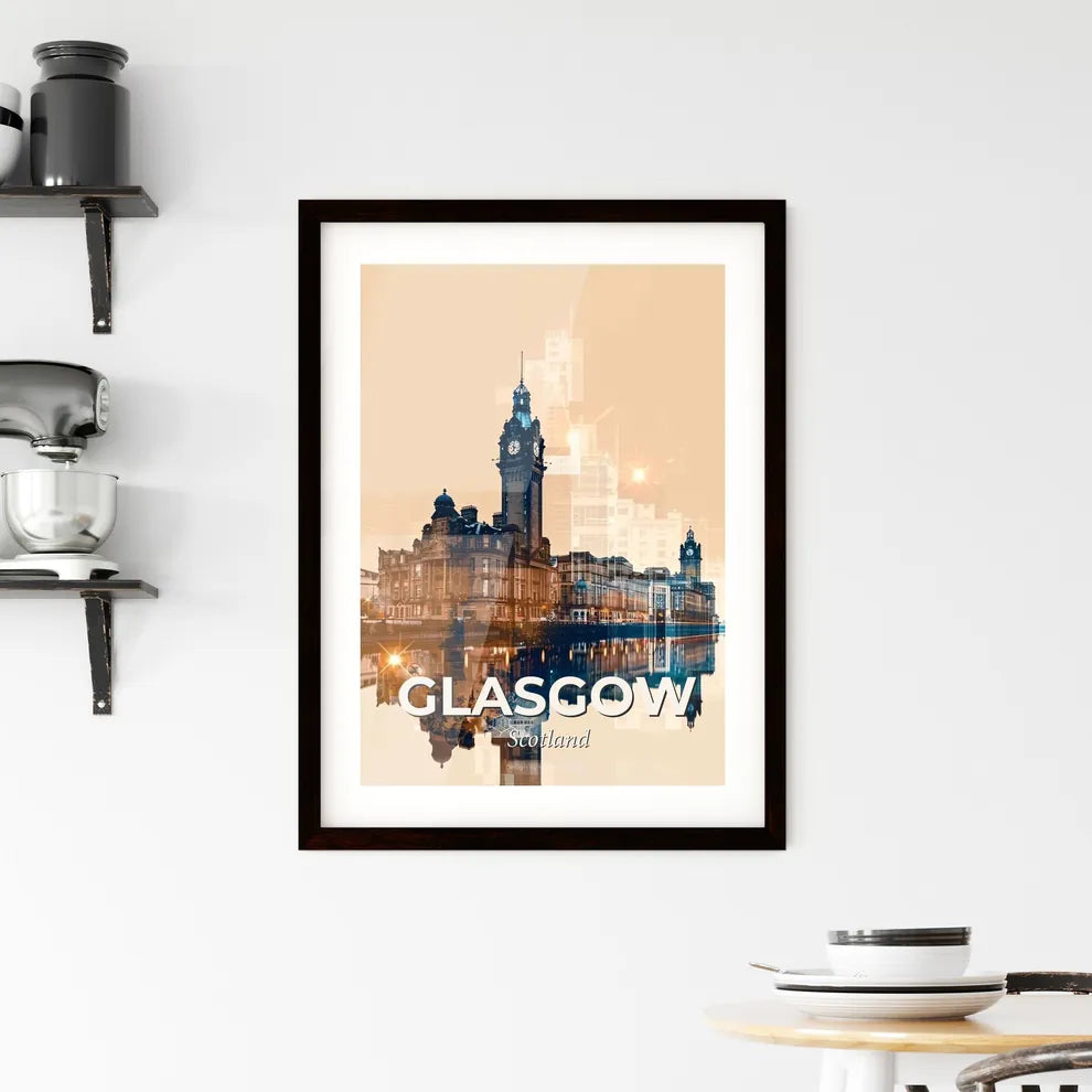 Glasgow Skyline Double Exposure Poster Art Framed Print
