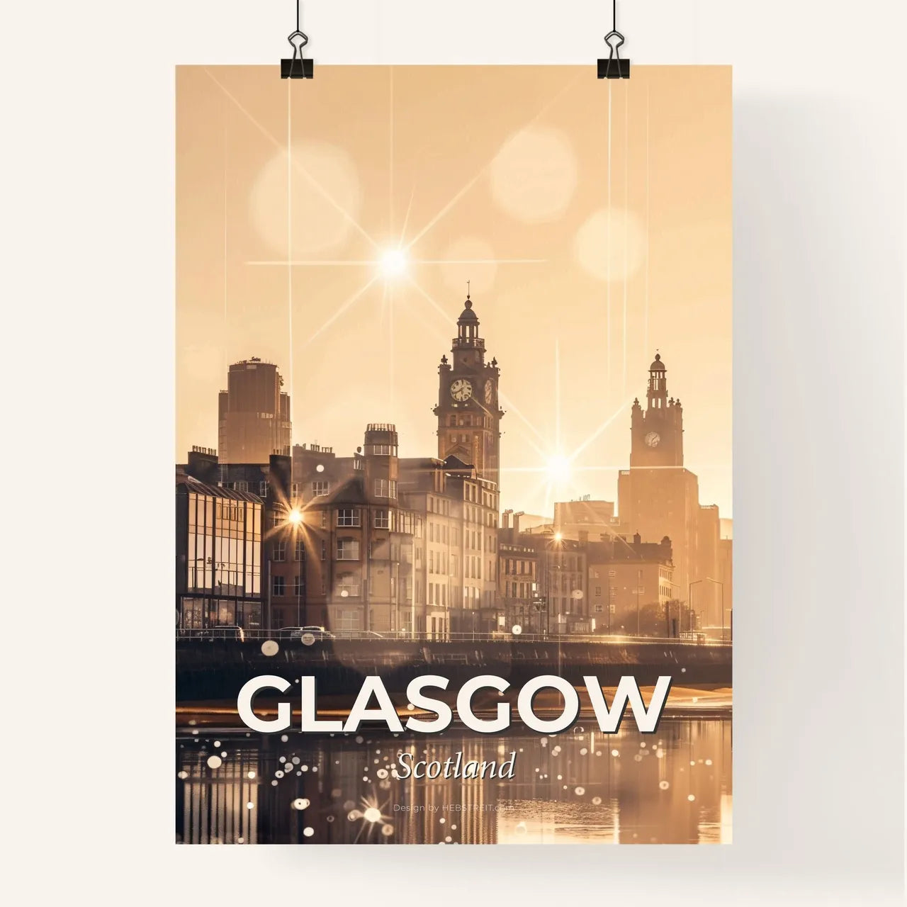 Glasgow Skyline Composite Art Poster Poster