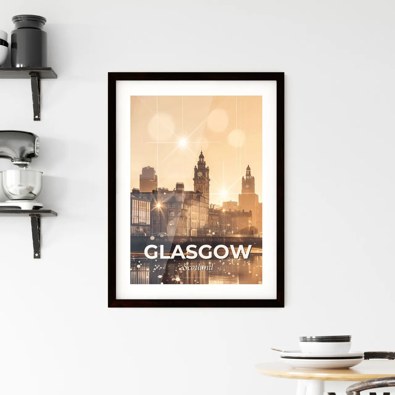 Glasgow Skyline Composite Art Poster Framed Print