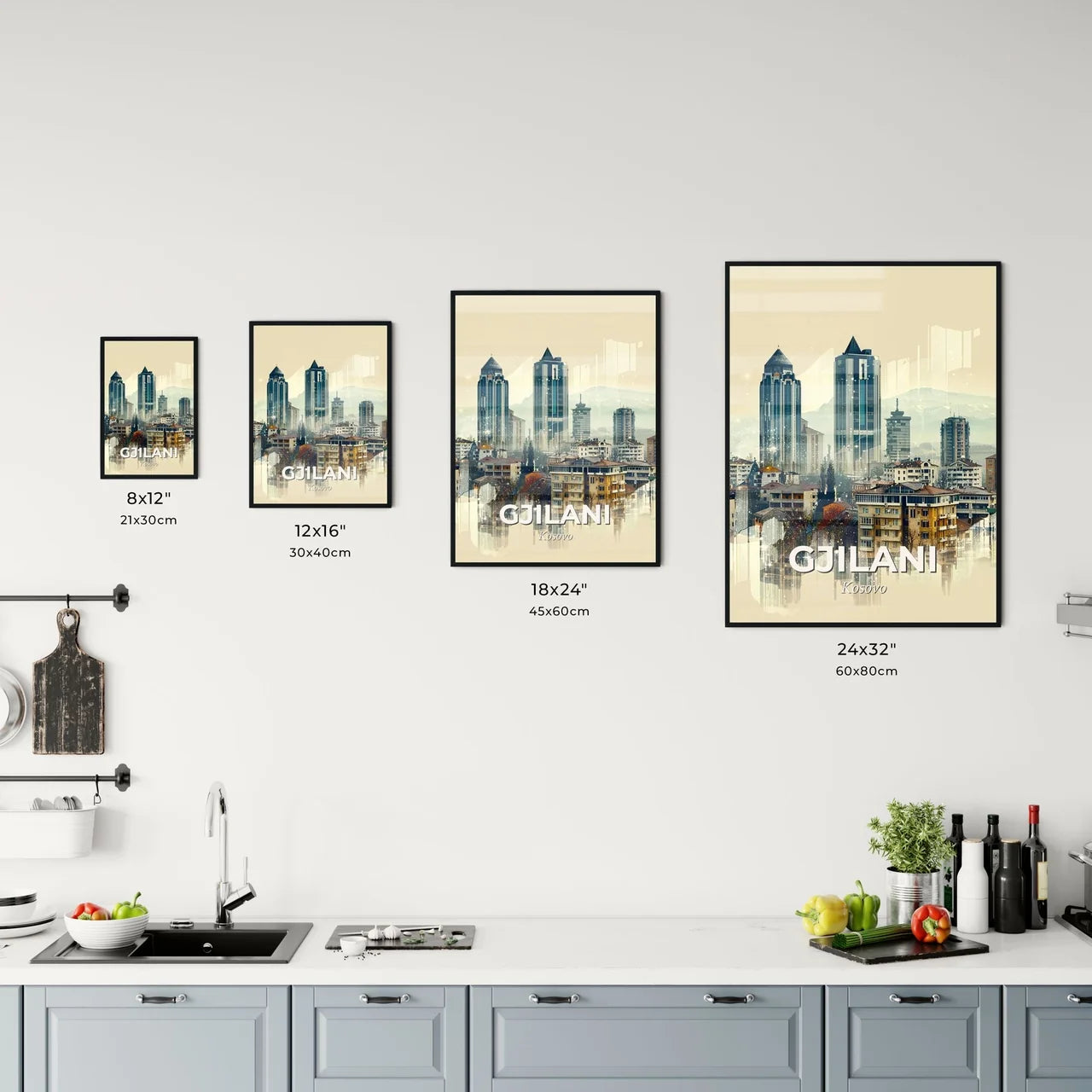 Gniljane Poster Bright Cityscape Skyline Minimalistic Office Art