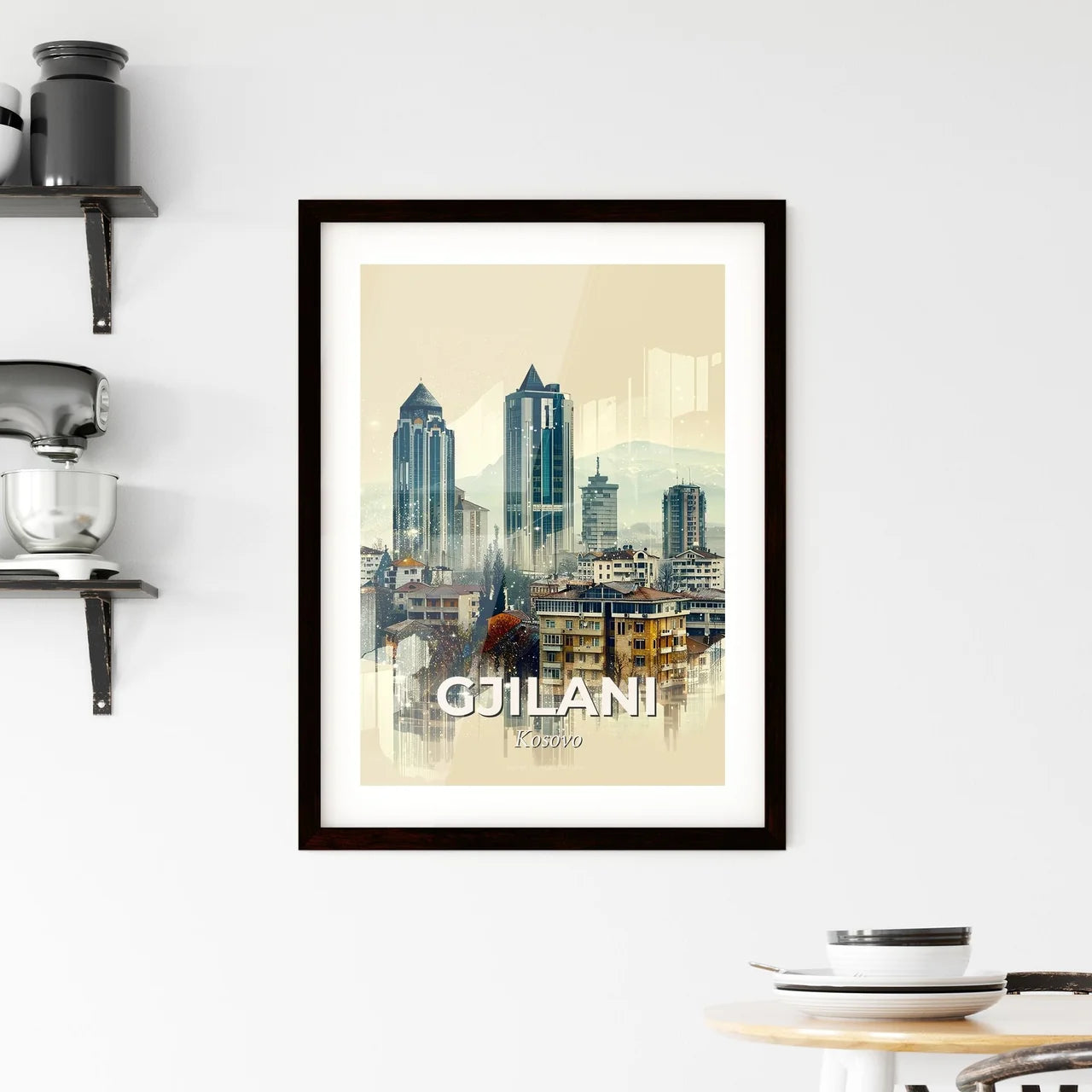 Gniljane Poster Bright Cityscape Skyline Minimalistic Framed Print