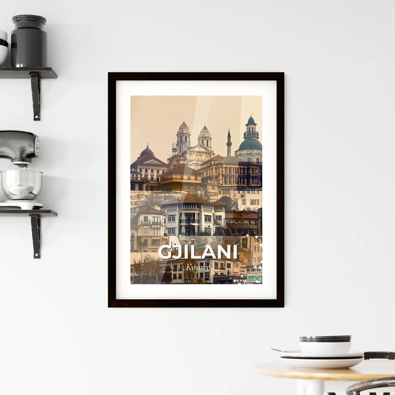 Gjilani Skyline Composite Art Bright Beige Little Sparkles Framed Print