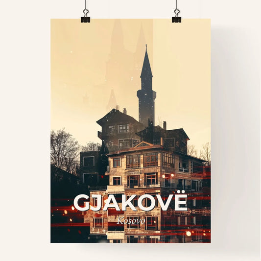 Gjakovë Ä akovica Skyline Architecture Bright Beige Poster