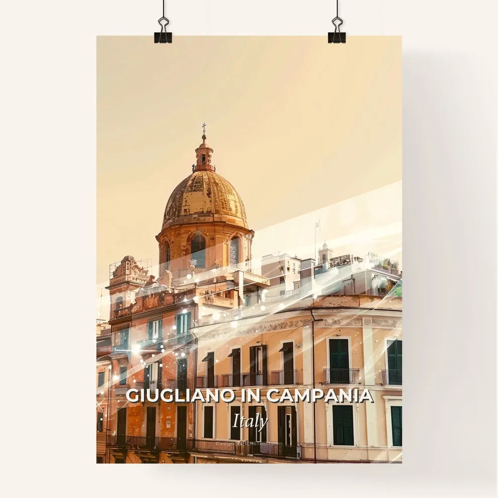 Giugliano in Campania Skyline Poster: Beige Tones, Sparkles Poster