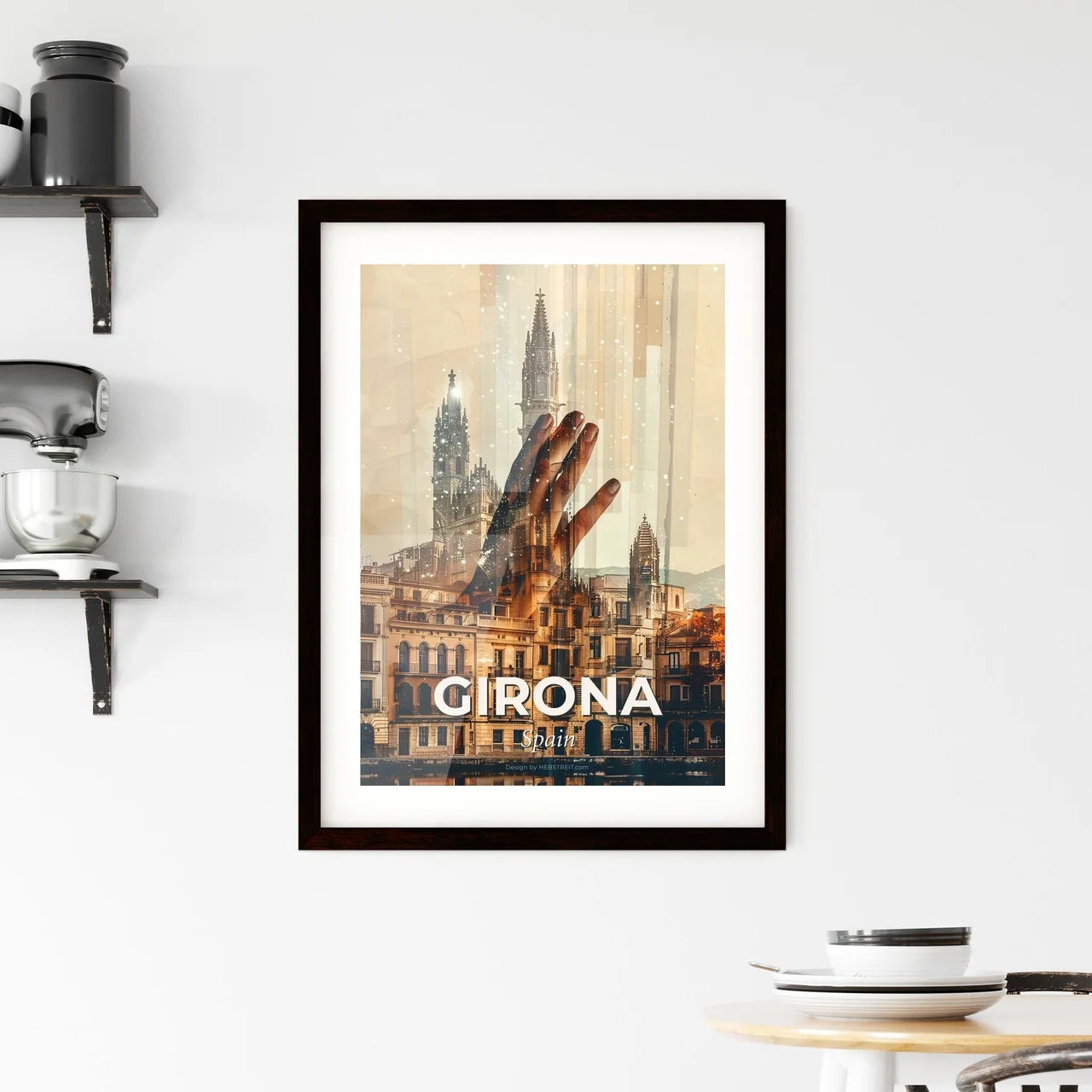 Girona Skyline Art: Double Exposure Composite Framed Print