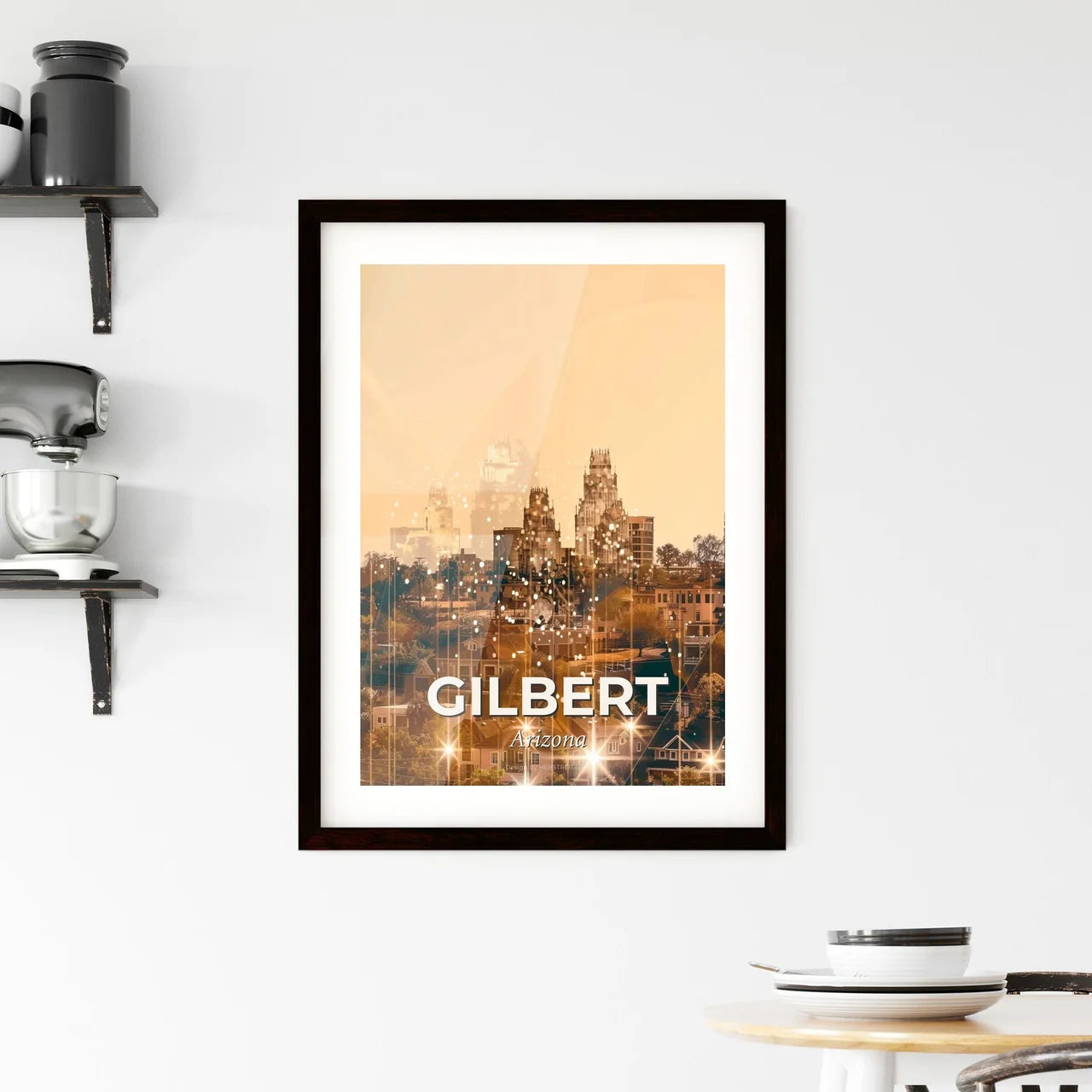 Gilbert Skyline Extravaganza: Double Exposure Art Framed Print