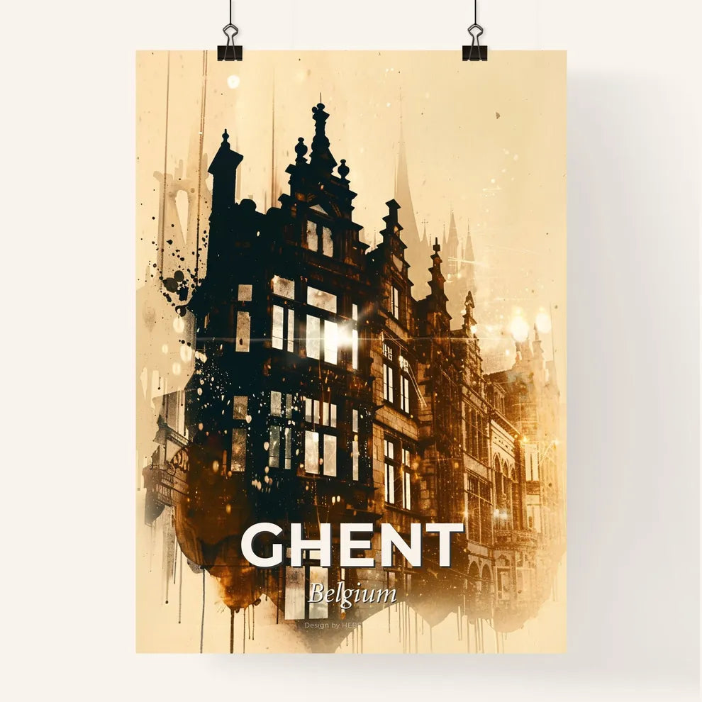 Ghent's Silhouette Skyline Composite Poster Art Poster