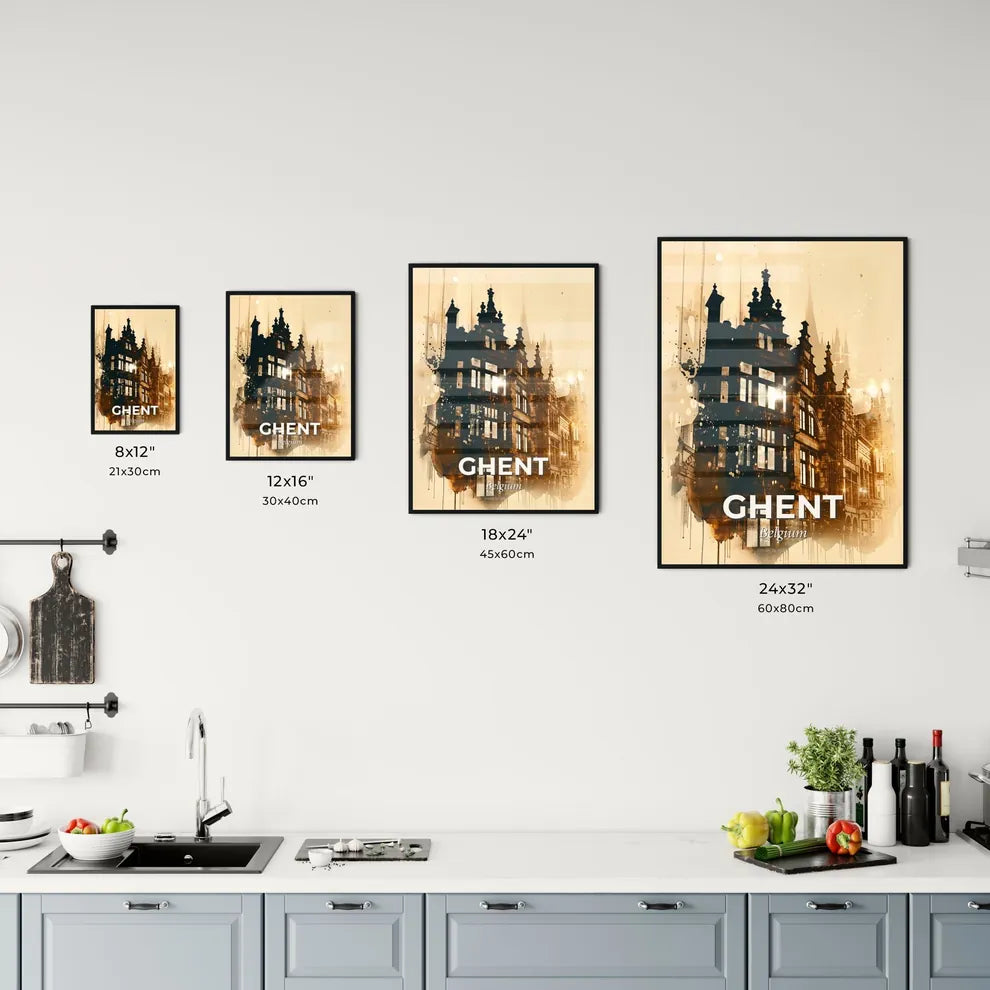 Ghent's Silhouette Skyline Composite Poster Art Office Art