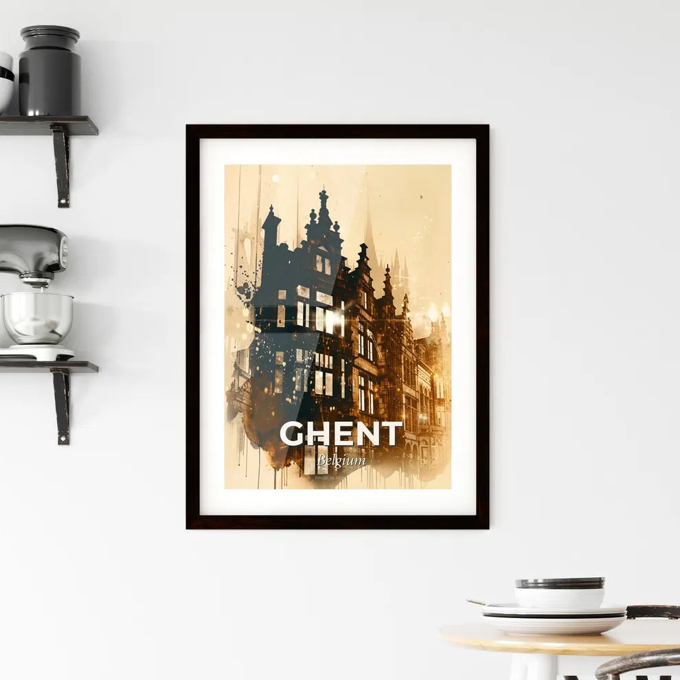 Ghent's Silhouette Skyline Composite Poster Art Framed Print