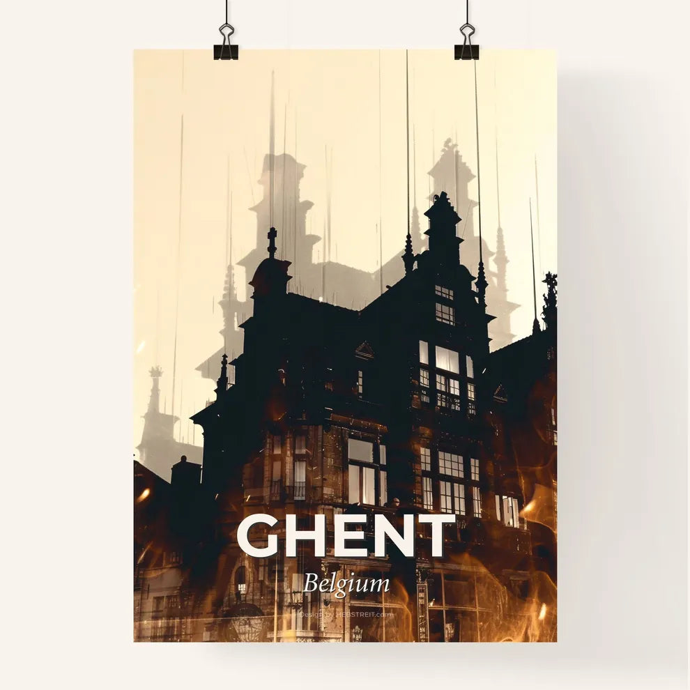 Ghent Skyline Double Exposure Composite Poster Artwork Poster
