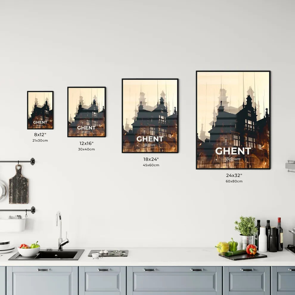 Ghent Skyline Double Exposure Composite Poster Artwork Office Art