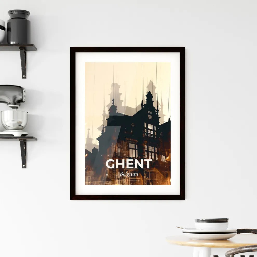 Ghent Skyline Double Exposure Composite Poster Artwork Framed Print