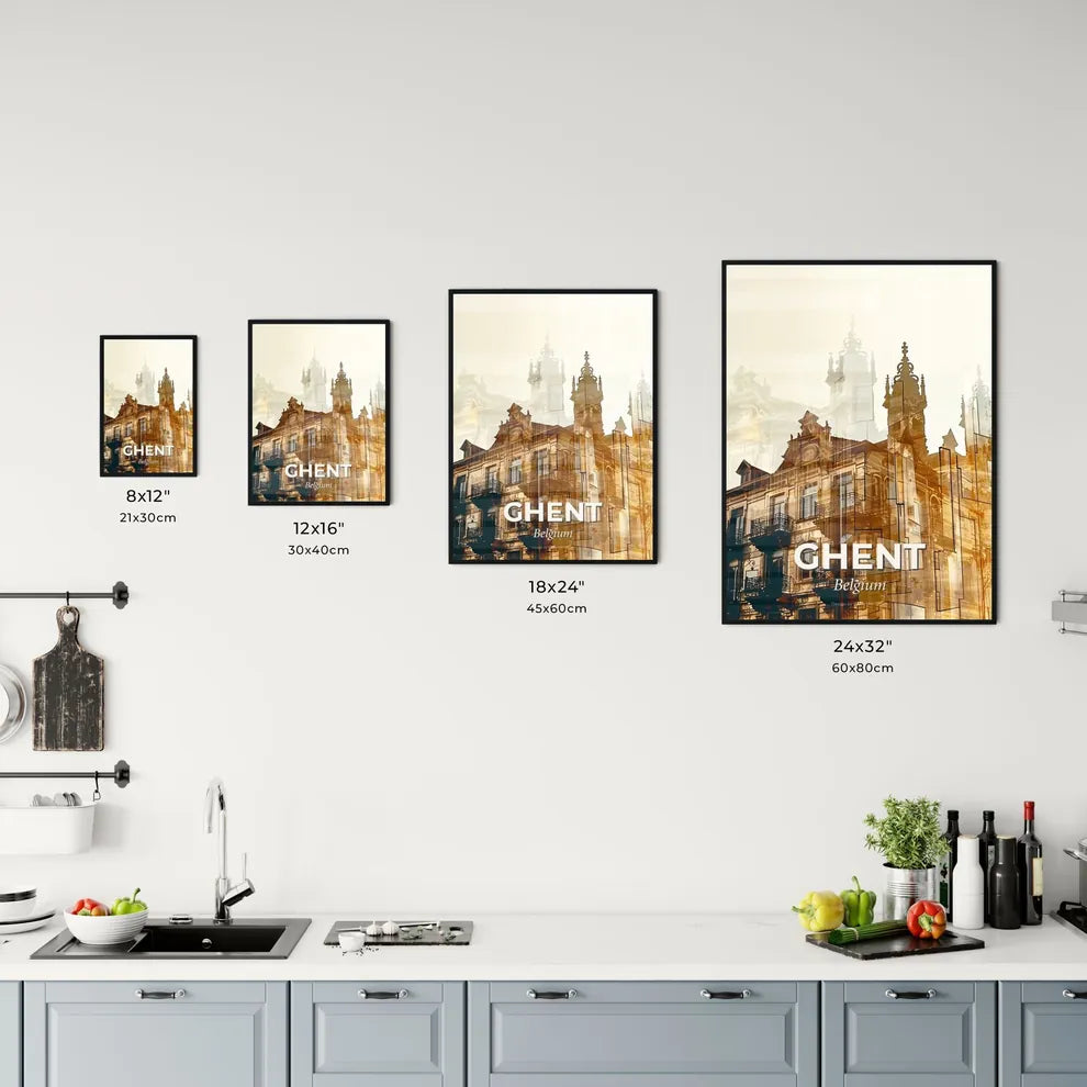 Ghent Skyline Double Exposure Art Poster Office Art