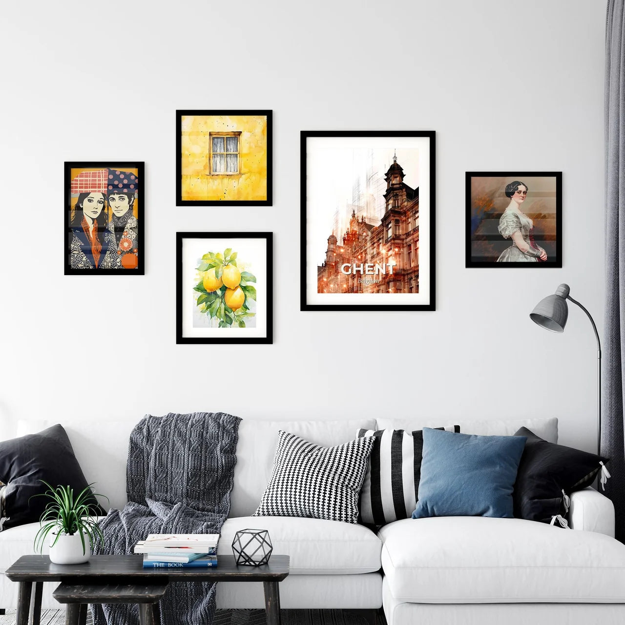 Ghent Skyline Double Exposure Art Poster Wall Art