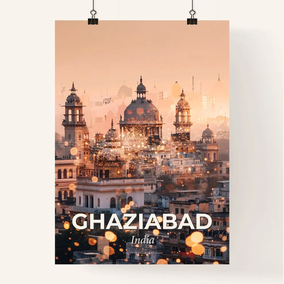 Ghaziabad Skyline Art Print: Local Icons, Bright Beige Poster