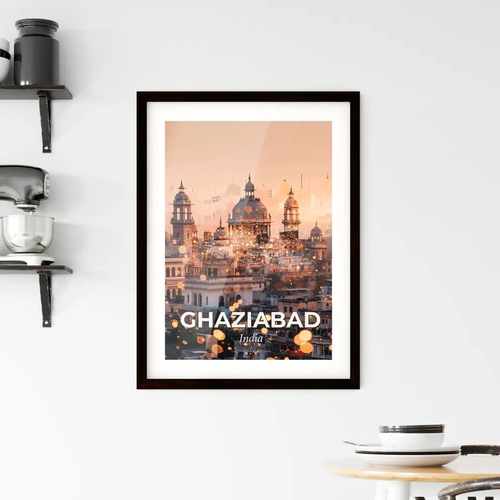 Ghaziabad Skyline Art Print: Local Icons, Bright Beige Framed Print