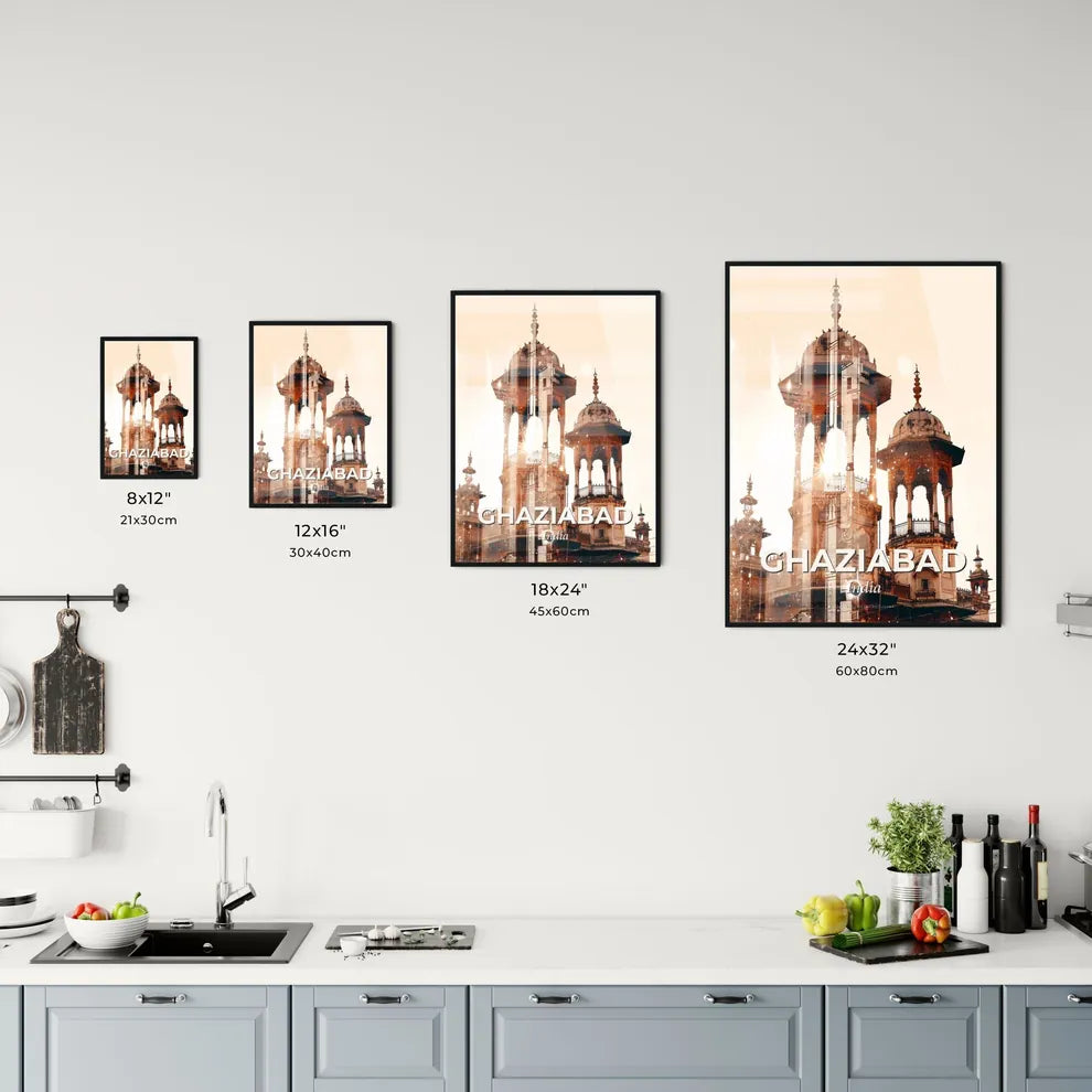 Ghaziabad double exposure city art bright beige backdrop sparkles Office Art