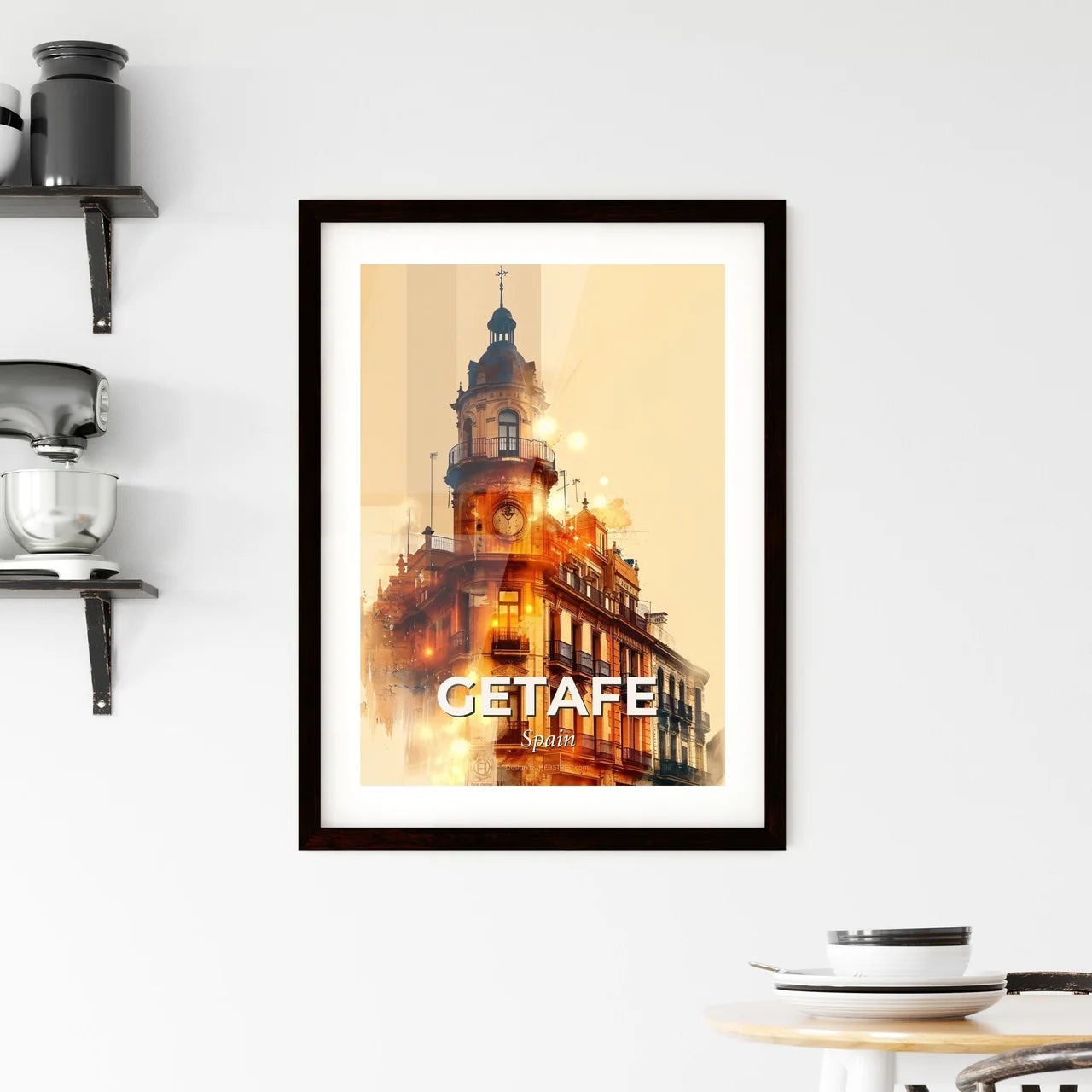 Getafe Skyline Cityscape Double Exposure Composite Poster Framed Print
