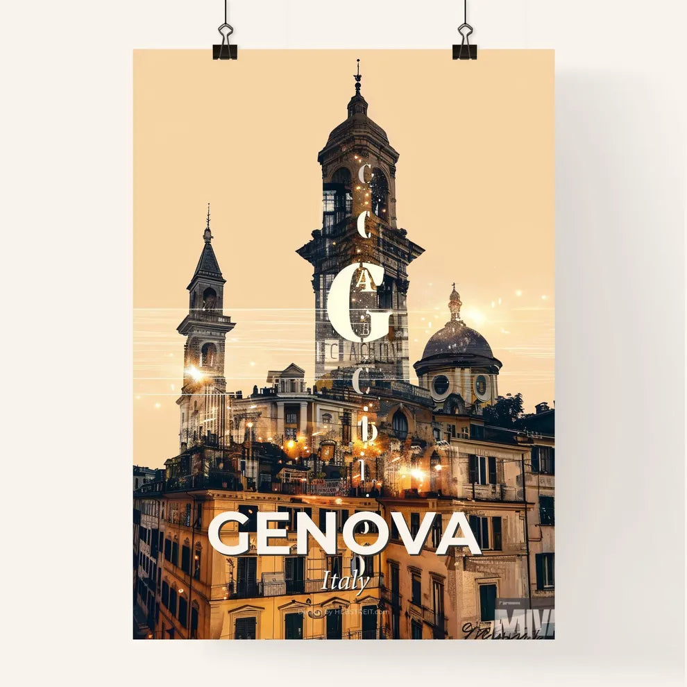 Genoa Double Exposure Skyline Poster Poster