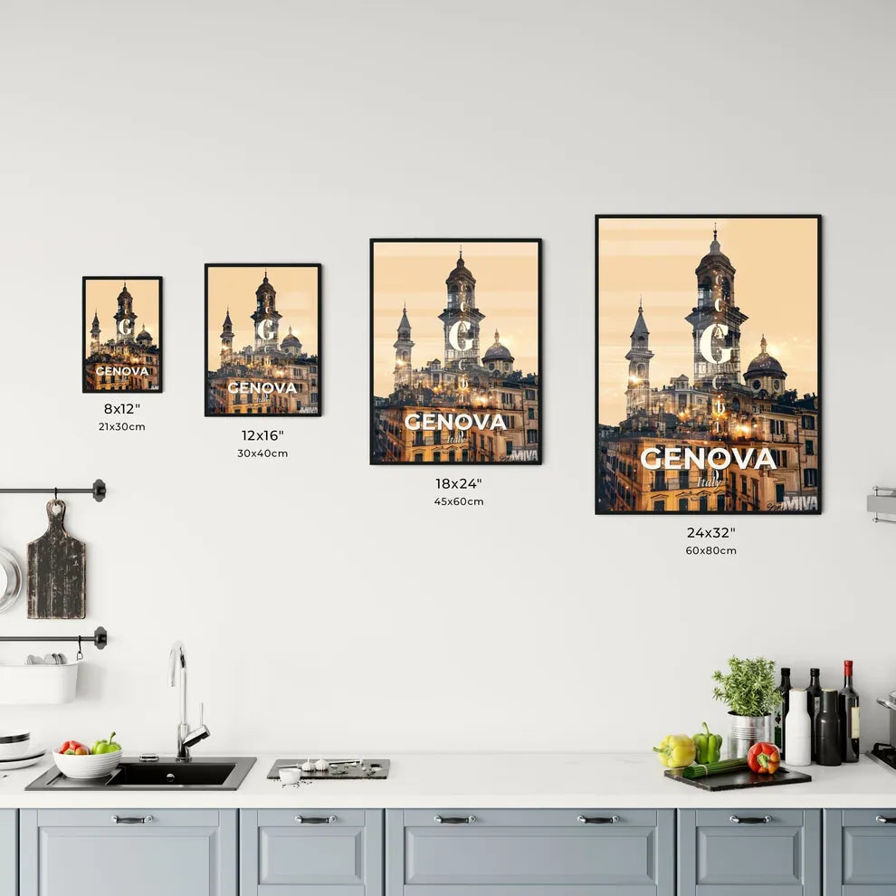 Genoa Double Exposure Skyline Poster Office Art