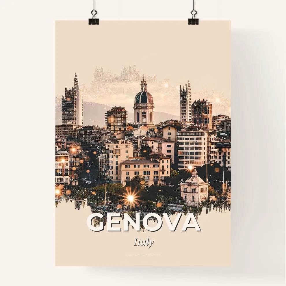 Genoa Skyline Composite Art Poster Poster