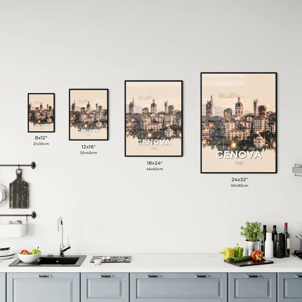 Genoa Skyline Composite Art Poster Office Art