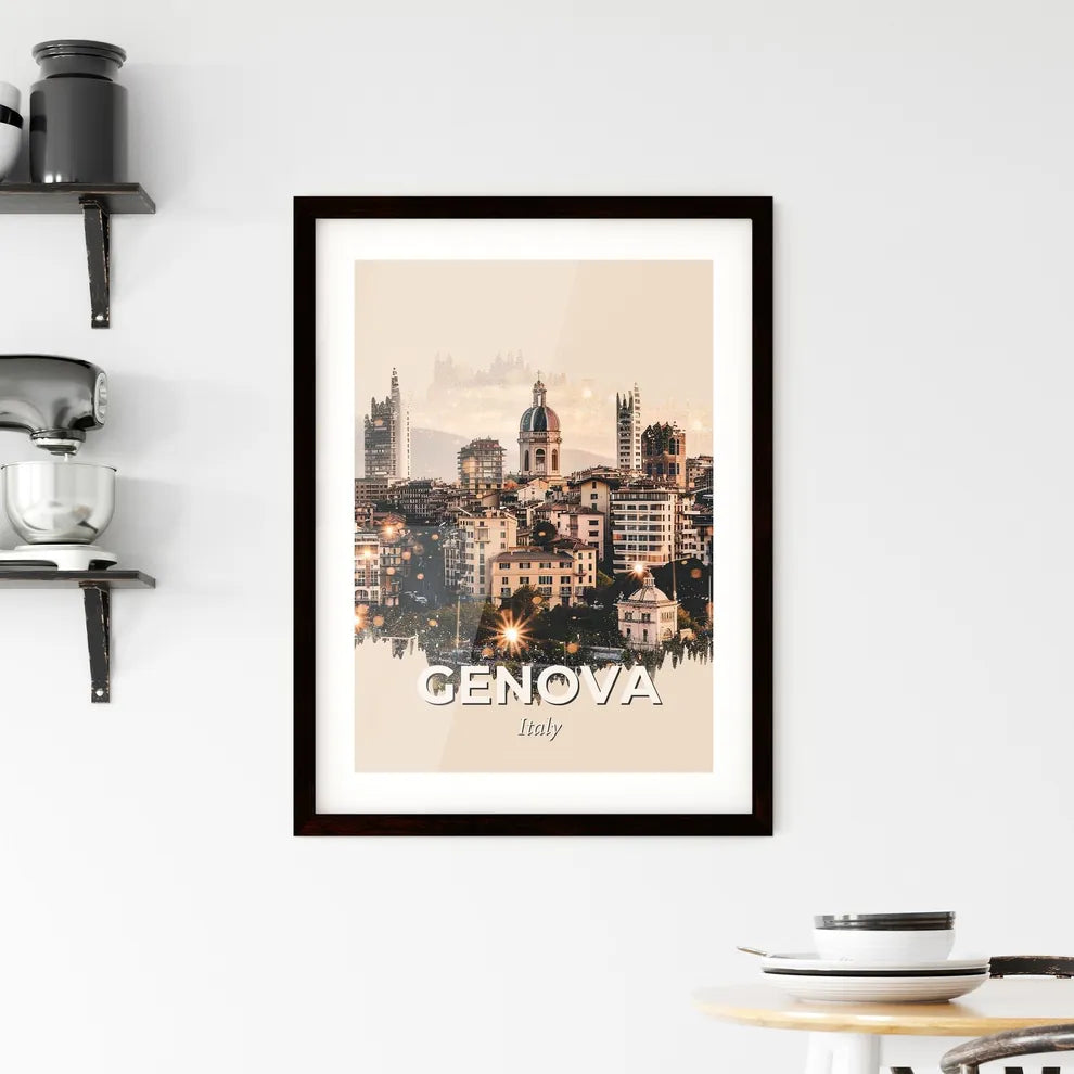 Genoa Skyline Composite Art Poster Framed Print