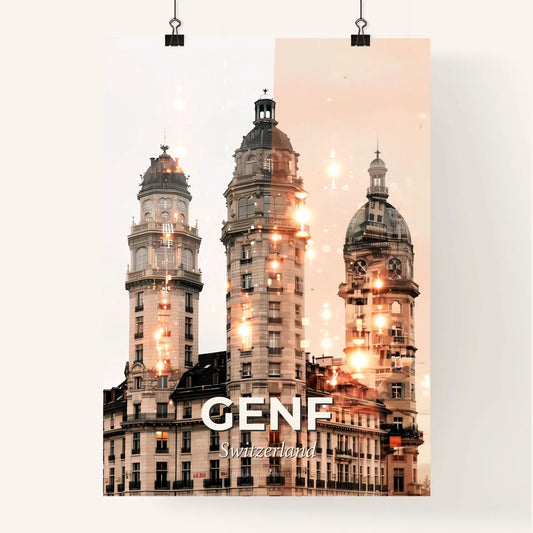 Geneva Skyline Night Dreamscape Poster